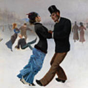 Ice Skaters, C. 1920. Artist Klinger Poster