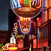 Illuminated Bar Signs On Beale Street Poster