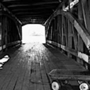 Indiana Covered Bridge With Red Wagon Poster