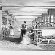 Interior Of Power Loom Weaving Factory Poster