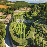 Italy, Tuscany, Siena District, Val Di Chiana, Chianciano Terme, Villa La Foce, Aerial View By Drone Poster