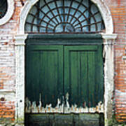Italy, Venice, Door By Canal Poster