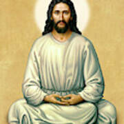 Jesus Meditating - The Christ Of India - On Gold Poster