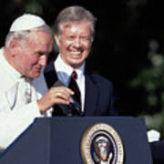 Jimmy Carter Laughing With Pope Poster
