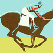 Jockey Riding Horse Poster