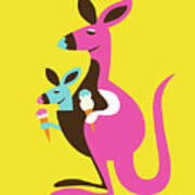 Kangaroo And Baby Poster