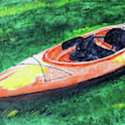 Kayak In The Grass Poster