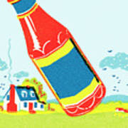 Ketchup Bottle At The Beach Poster