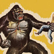 King Kong Holding Man Poster