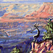 Kokopelli At The Grand Canyon Poster