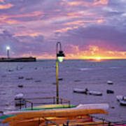 La Caleta Beach At Sunset Cadiz Poster