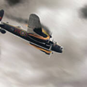Lancaster Bomber On Fire Crashing Poster