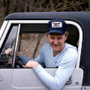 Larry Bird Poses In His Truck Poster