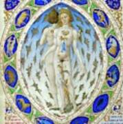 Les Tres Riches Heures Du Duc De Berry, French 15th Century, Zodiac And Anatomy Of Man And Woman. Poster