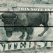 Lewis And Clark 1901 American Bison Ten Dollar Bill Currency Polyptych Artwork Poster