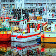 Line Up Of Fishing Boats Poster