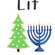 Lit Christmas And Hanukkah- Art By Linda Woods Poster