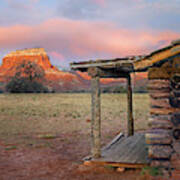 Log Cabin, Kitchen Mesa, Ghost Ranch, New Mexico Poster