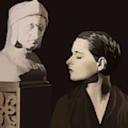 Louise Brooks With Bust Of Dante Alighieri Poster