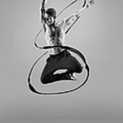 Male Athlete Jumping In Liquid Splsh Poster
