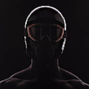 Man Wearing Ski Helmet And Goggles Poster