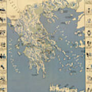 Map Of Greece 1942 Poster