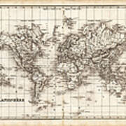 Map Of The World 1842 Poster