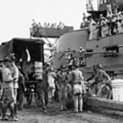 Marines Load Supplies Onto Boat Poster
