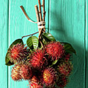 Market Fresh Thai Rambutans Hanging On Poster