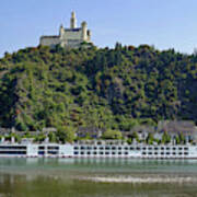 Marksburg Castle Overlooking The Rhine River Poster