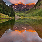 Maroon Bells Colorful Sunrise Poster