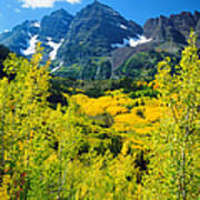 Maroon Bells With Autumn Aspen Trees Poster
