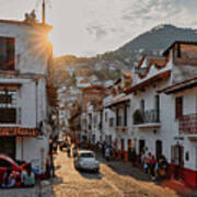 Mexico, Guerrero, Taxco, Sunset Over Town Poster