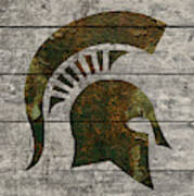 Michigan State Spartans Logo Vintage Barn Wood Paint Poster