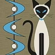 Mid Century Siamese With Boomerangs Poster