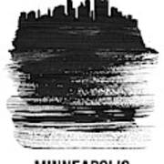 Minneapolis Skyline Brush Stroke Black Poster