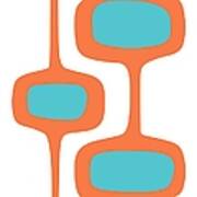 Mod Pod Two In Turquoise And Orange Poster