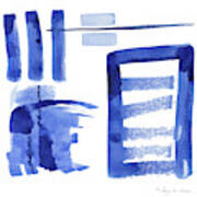 Modern Asian Inspired Abstract Blue And White 2 Poster