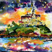 Mont Saint Michel France Watercolors Poster