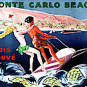 Monte Carlo Vintage Poster Restored Poster