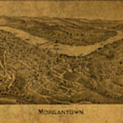 Morgantown West Virginia Vintage City Street Map 1897 Poster