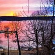 Morning Color Winter Sunrise On Lake Hopatcong, New Jersey Poster