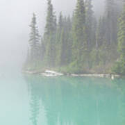 Morning Mist Rising From  Turquoise Lake Poster