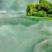 Mossy Rock In Winter's Stream Poster