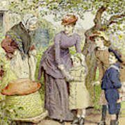 Mother And Children By A Beehive Poster
