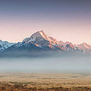 Mt Cook Emerging From Mist At Dawn, New Poster
