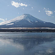 Mt. Fuji And Lake Yamanaka In Winter Poster