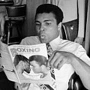 Muhammad Ali Reading A Magazine Poster