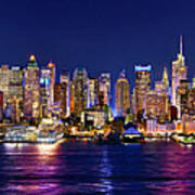 New York City Nyc Midtown Manhattan At Night Poster