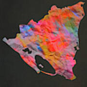 Nicaragua Tie Dye Country Map Poster